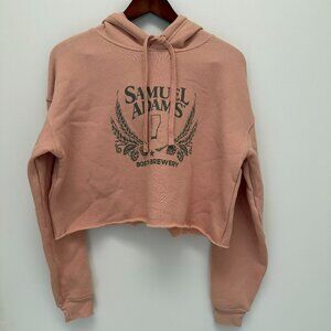 Bella + Canvas Fleece Samuel Adams Boston Brewery Pink Crop Hoodie M